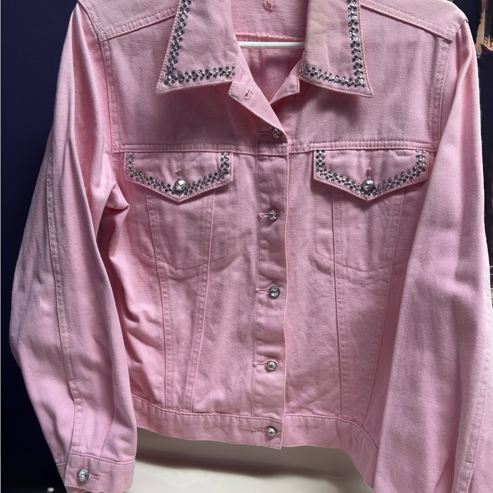Christine Alexander Pink Jean Jacket with Stud Details